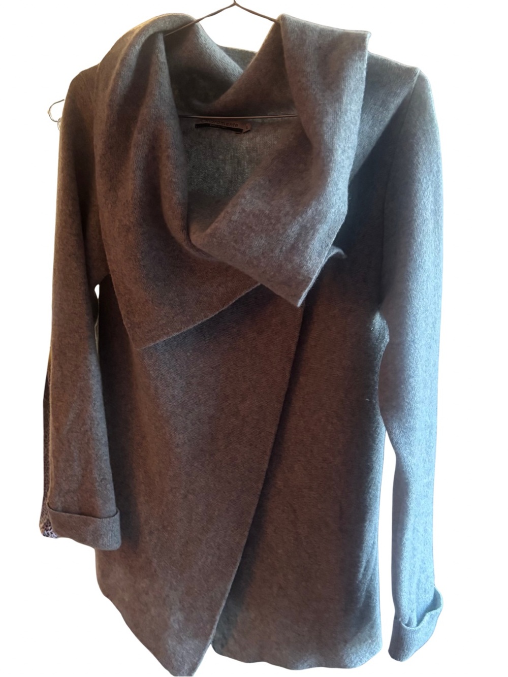 Chiaramente Made in Italy Asymmetric Draped Wool Wrap Jacket Cardigan - Large